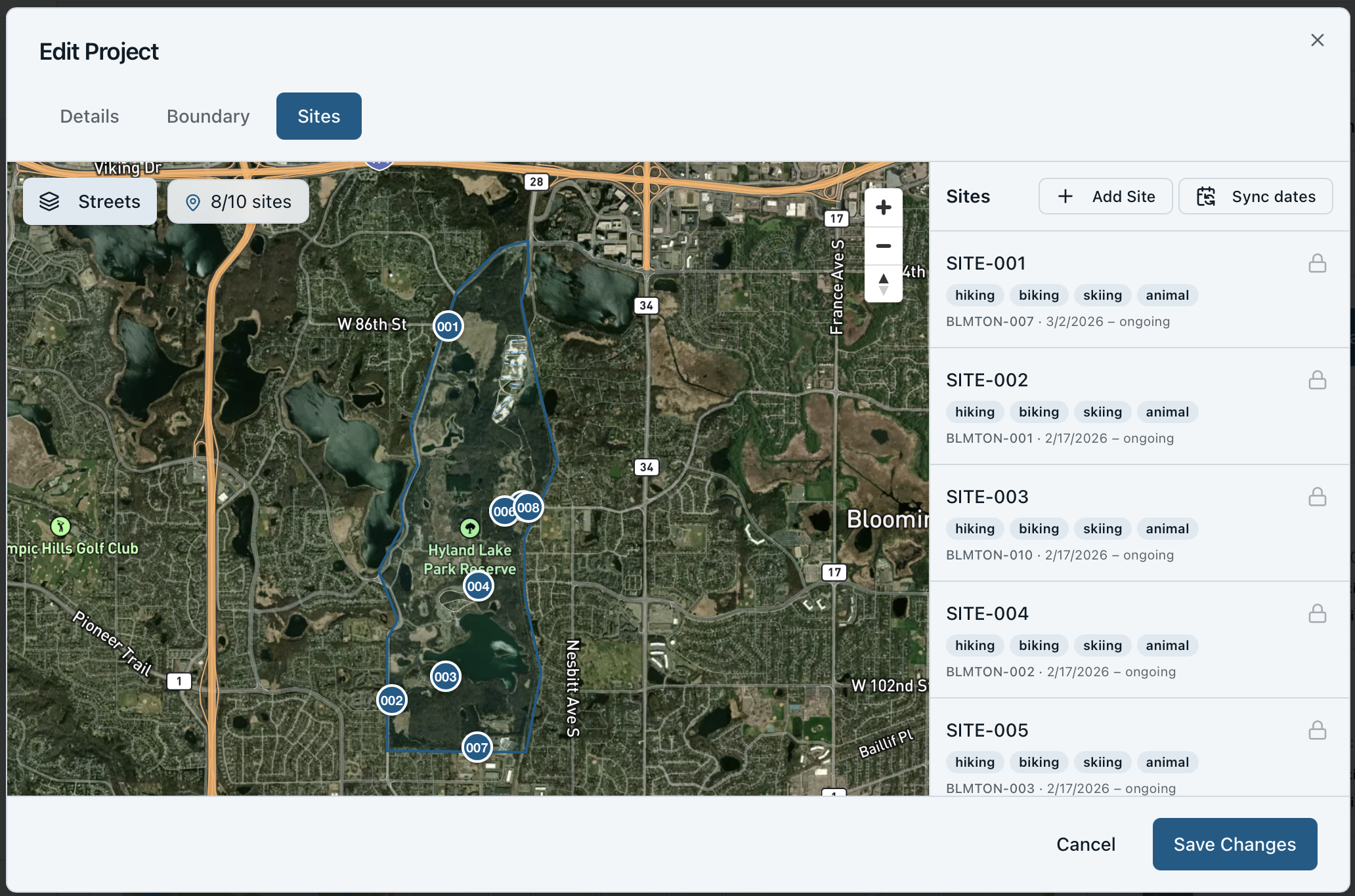 Waypoint Cloud Platform dashboard overview showing project monitoring interface